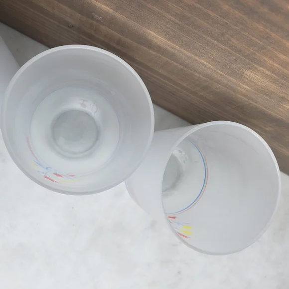 Vintage set of 4 MCM frosted glasses tulip good morning cups